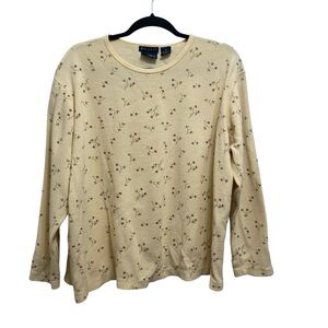 Sonoma Waffle Weave Yellow Floral Long Sleeve Top